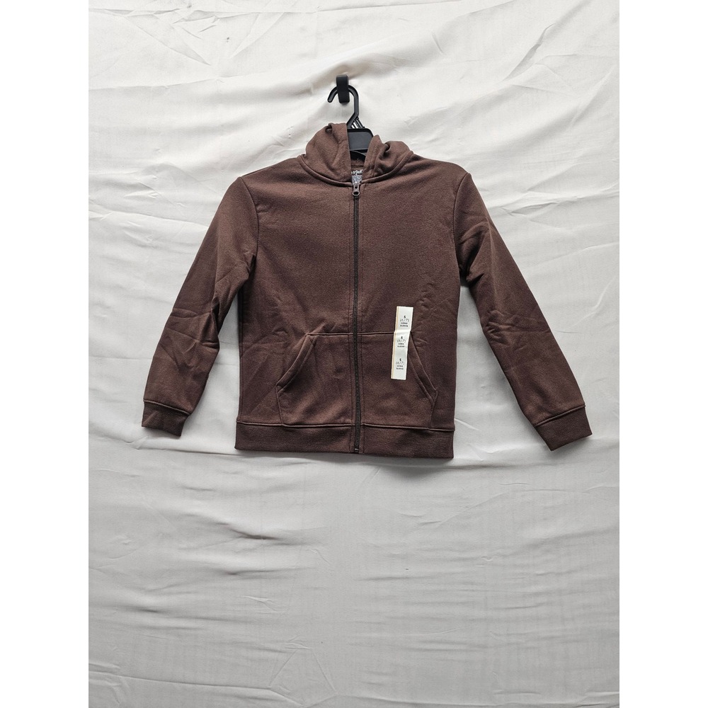 Cat & Jack Boys Zip Hoodie Brown Cotton Blend Casual Size Small 6/7
